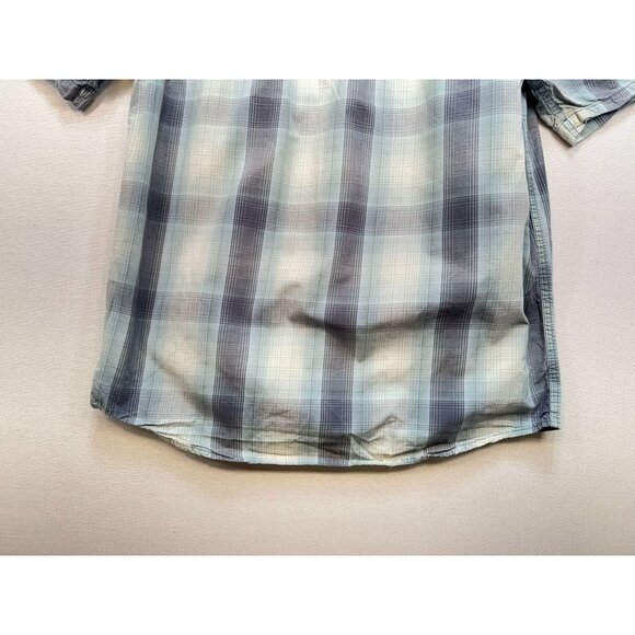 Carhartt Mens Button Down Shirt Size M Blue Plaid Relaxed Fit Pockets Casual - Picture 10 of 11